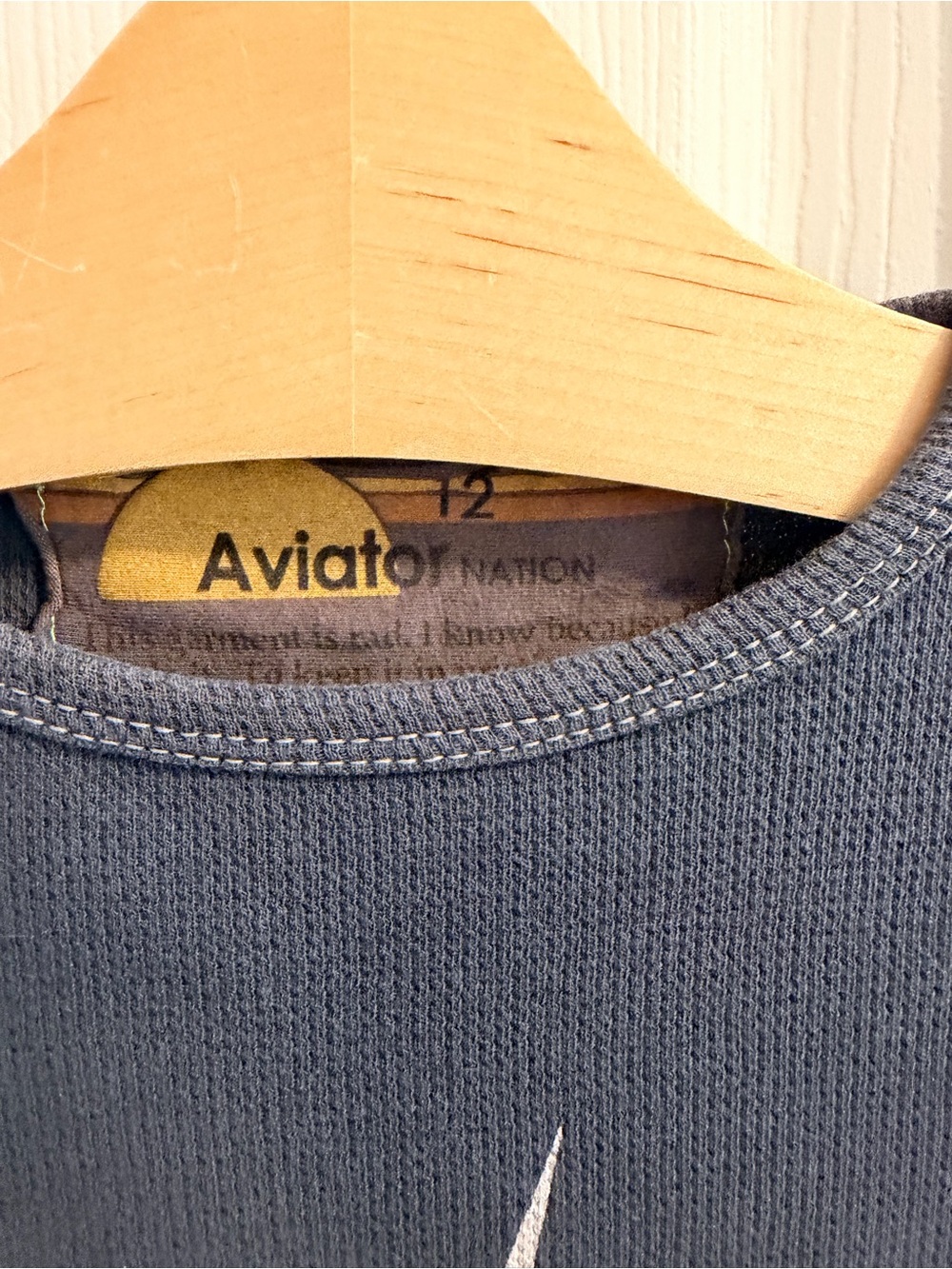 Aviator Nation Kids Gray Long Sleeve Tee with White Lightning Bolt - Picture 3 of 3